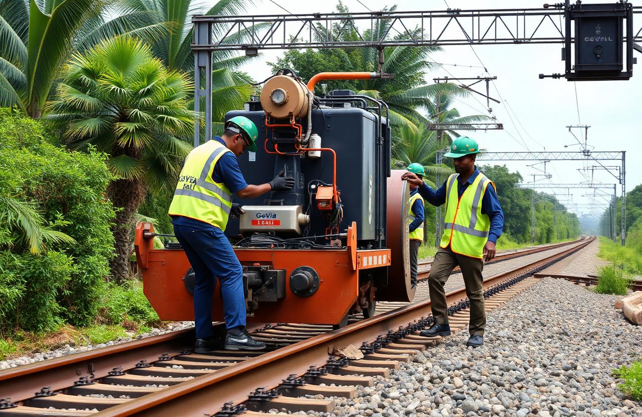 GoVia Rail maintenance crew working on tracks