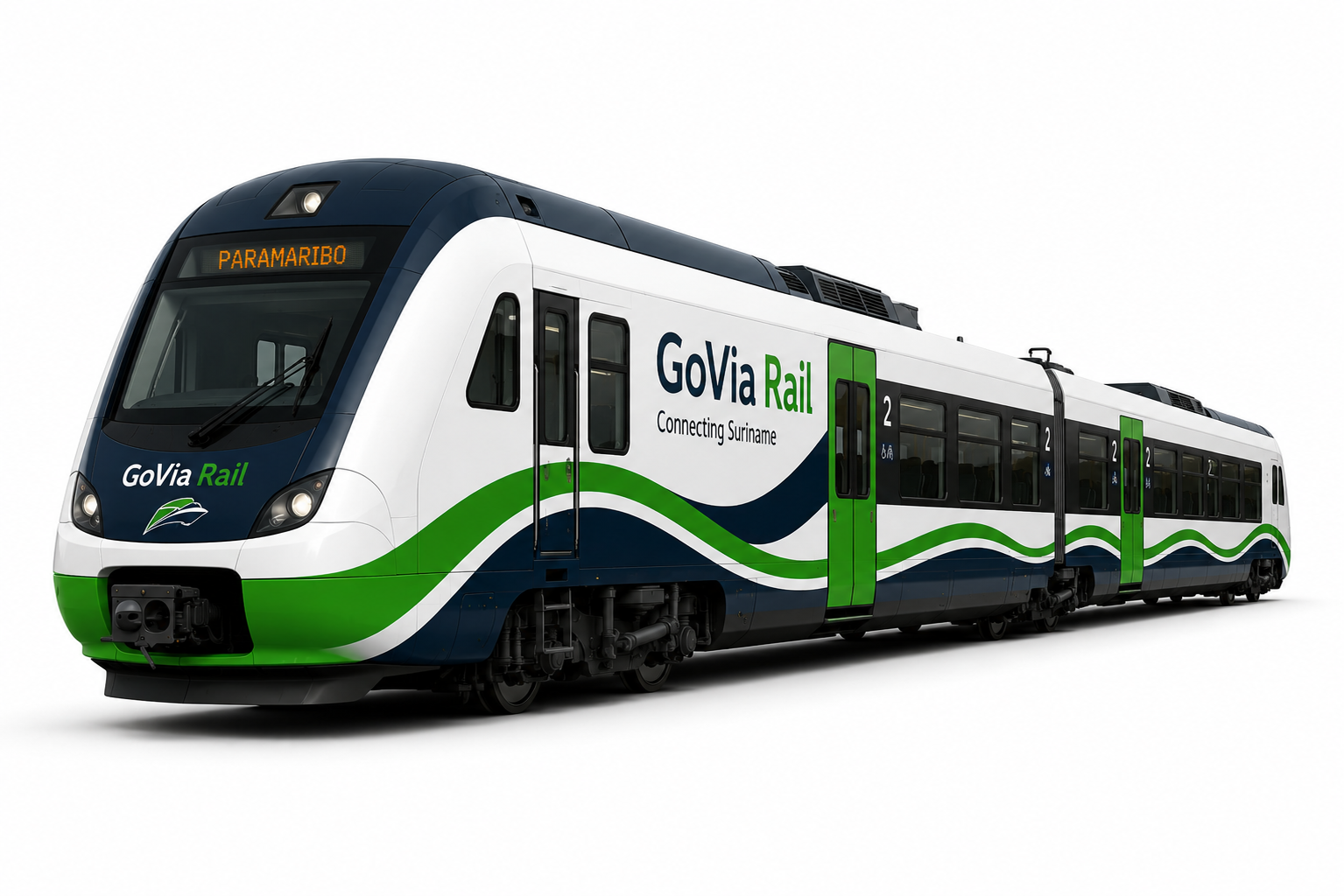GoVia Rail regional train in Paramaribo livery